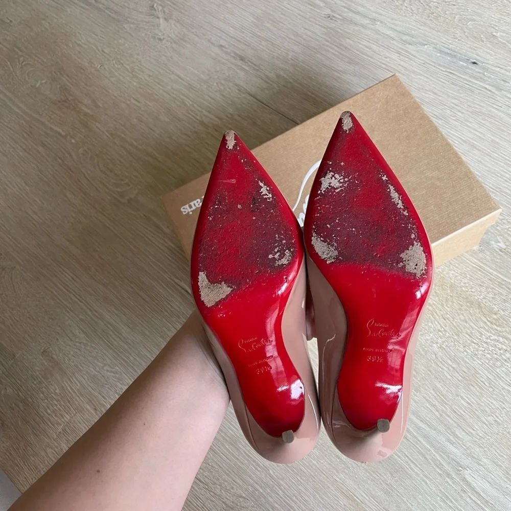 CHRISTIAN LOUBOUTIN Decollette Pointed-Toe Red Sole Pumps - Picture 8 of 10